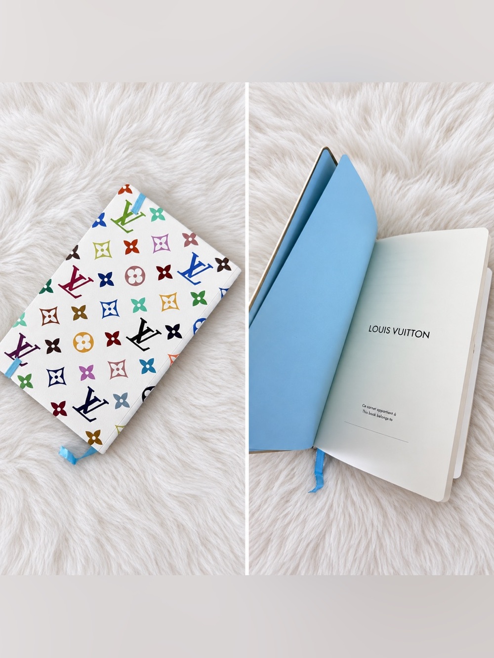 White Multicolor Monogram Notebook with Light Blue Elastic - Brand new - GWP LV